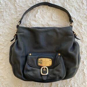Michael Kors Hudson Downtown Purse Tote Bag Black Pebbled Leather Slouchy Hobo